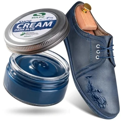Obrázek SULPO Krém na boty tmavě modrá, námořnická modrá Shoe Cream čištění bot kůži Balzám Hladká kůže Vodní basovaná Oživení barvy Péče o Pravá a umělá 50