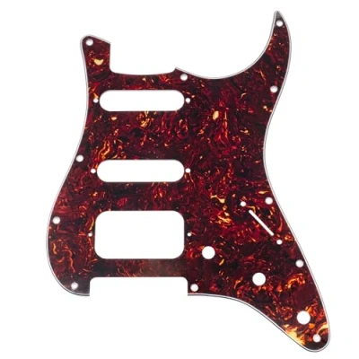 Obrázek Musiclily pro 11 otvorů Round Corner HSS Strat příklepová deska kytary Pickguard se 2 šrouby Humbucking Pickup Mount Fender American/Mexican Stratocaster elektrická kytara, 4vrstvá tortoise