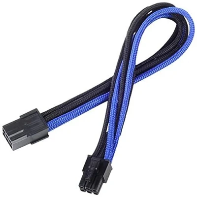 Obrázek SilverStone SST PP07 IDE6BA prodlužovací kabel síťového zdroje 25 cm 6pin na PCI E 6pin, černá/modrá