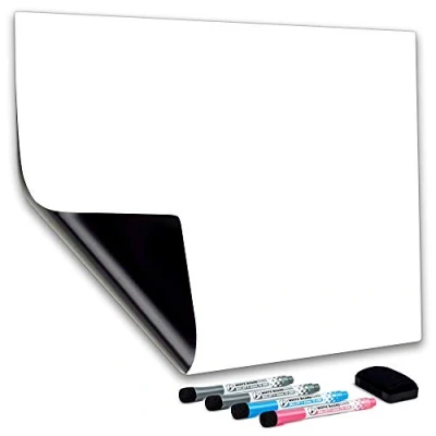 Obrázek CUHIOY Magnetisches Whiteboard Kühlschrank Magnettafel 30 x 20 cm für Familie Menü Wochenplaner, Einkaufsliste, Memo Erinnerung Notiz,Kinder Graffiti abwischbar Magnet White Board,4 Markers 1Radierer