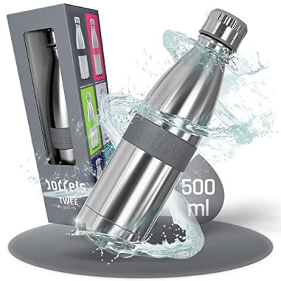 Obrázek boddels láhev na pití z ušlechtilé oceli 500 ml s protiskluzovou rukojetí, izolační pro venkovní použití, dvoustěnná oceli, vhodná pití, ušlechtilá ocel, dětská
