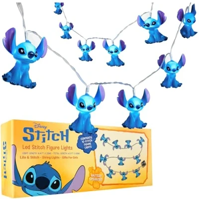 Obrázek Disney Stitch LED světelný řetěz uvnitř, 10dílný, na baterie, 150 cm dekorační do ložnice a dekorace