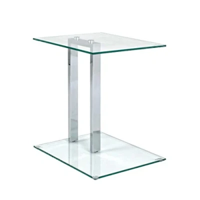 Obrázek HAKU Möbel Servírovací stolek chrom, kov, bezpečnostní sklo 8 mm rozměry: š 45 cm x v 50 h 35 cm, styl: moderní
