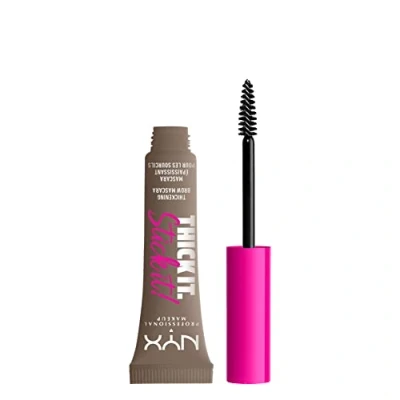 Obrázek NYX Professional Makeup Mascara na obočí s drží až 16 hodin, pro tónované a plnější obočí, Thick It. Stick It! Brow řasenka, taupe (hnědá)