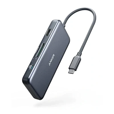 Obrázek Anker USB C rozbočovač, 341 adaptér (7 v 1), 4K HDMI, 100 W Power Delivery, a 2 5Gbps datové porty, microSD SD slot na paměťové karty, vhodné pro MacBook Air, Pro, XPS aj.