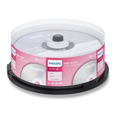 Obrázek Philips DVD R polotovary (4,7 GB Data/ 120 minut video, 16x High Speed nahrávání, 25 vřeteno)