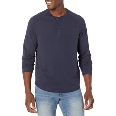 Obrázek Amazon Essentials Pánské tričko Henley s dlouhým rukávem, normální střih, námořnická modrá, XS