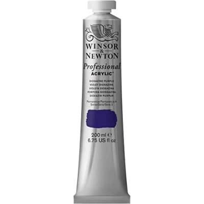 Obrázek Winsor &amp; Newton Profesionální akrylová barva 2337229 v umělecké kvalitě, vysoká brilantnost barev a krycí schopnost, archivní kvalita, 200 ml tuba dioxazinová purpurová