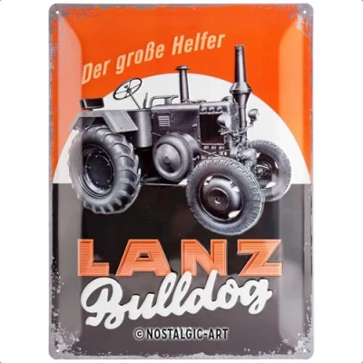 Obrázek Nostalgic Art Retro plechový štít, 30 x 40 cm, Lanz Bulldog nápad na dárek pro fanoušky traktorů, z kovu, vintage design