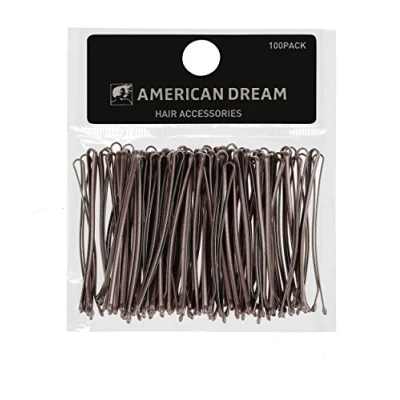 Obrázek American Dream Pack of 100 x vlasová jehel Hnědá hladká 2 palce/5 cm Délka, 1 balení (1 68 g)