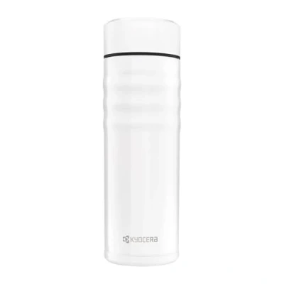 Obrázek Kyocera TWIST TOP isolierte Trinkflasche mit keramischer Innenbeschichtung schadstoff frei auslaufsicher leicht stylisch perlweiß, 500 ml