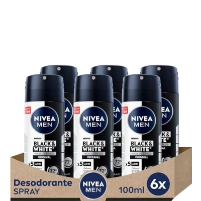 Obrázek NIVEA Deo (Black &amp; White Men) 6 x 100ml (insgesamt 600 ml)