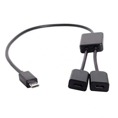 Obrázek JSER Micro USB 2.0 OTG auf Dual Ports 5Pin Buchse Hub Kabel kompatibel für Laptop PC &amp; Maus Flash Disk