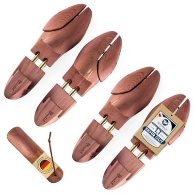 Obrázek Blumtal Vítěz testu Premium napínák bot cedrové dřevo pro muže a ženy včetně lžíce na boty ergonomický botník šířka Shoe Stretcher pečující váže zápach velikosti 38 47,