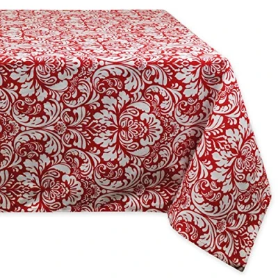 Obrázek DII CAMZ35278 Cotton Tablecloth for Dinner Parties, Weddings &amp; Everyday Use, 60x84, Damask Red