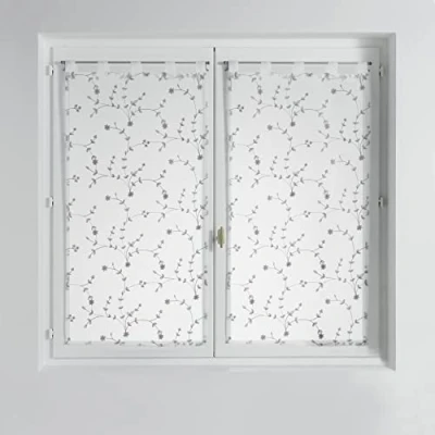 Obrázek douceur d&#039;Intérieur Vorhänge, gerade, 2 x 60 120 cm, Sandfarben, Bestickt, kleine Blumen, Weiß/Grau