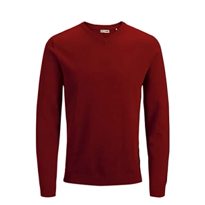 Obrázek JACK &amp; JONES Male pletený svetr jednobarevný svetr, Červená (Red Dahlia)