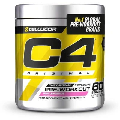 Obrázek C4 Original Pre Workout Booster nápojový prášek pro energetický nápoj 150 mg kofeinu + beta alanin monohydrát kreatin (růžová limonáda, 60 porcí)