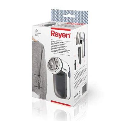Obrázek Rayen, Elektrischer Fusselrasierer, Batterien inklusive, Mit schützender Abdeckung aus Acrylnitril Butadien Styrol, Weiß/Grau, Für alle Kleidungsarten, Multifunktional, Abmessungen: 13 x 6,8 5,8 cm