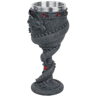Obrázek Nemesis Now, Kelch, spirála draka, umělá pryskyřice, s vložkou z ušlechtilé oceli, 20 cm, černá, jednotná velikost