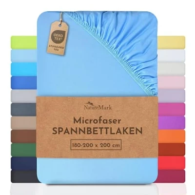 Obrázek Zvláštní položka!!! Napínací prostěradlo z mikrovlákna za úspornou cenu! Mnoho velikostí a barev, značkové zboží, Světlá Modrá, 180x200 200x200 cm
