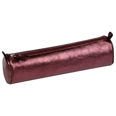 Obrázek Clairefontaine 8689C penál (s perleťovým efektem kulatý, 5,5 x 22 cm, praktický a robustní, z kůže), 1 kus třešňově červená
