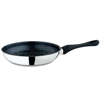 Obrázek MEPRA Pánev Glamour Stone s nepřilnavým povrchem, černá, 24 cm, nerezová úprava, vhodná do myčky, nádobí na vaření