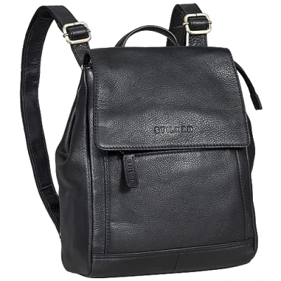 Obrázek STILORD &#039;Allegra&#039; elegantní Batoh dámská kožená malá městský dámský vintage kožený Daypack Retro semišová taška přes rameno dámská, černá,