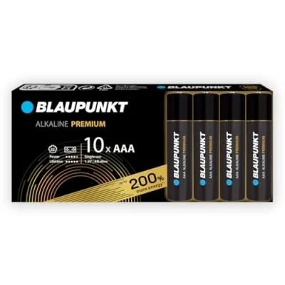 Obrázek BLAUPUNKT Premium AAA balení alkalických baterií s 10, nejlepší pro herní ovladače a hračky, LR03BPR/10CB
