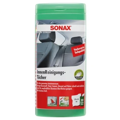 Obrázek SONAX Lingettes de nettoyage intérieur (25 pièces) nettoient rapidement et en profondeur toutes les surfaces du véhicule ménage Réf: 04122000