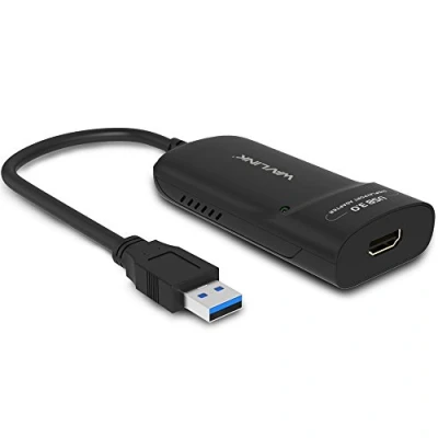Obrázek WAVLINK USB 3.0 na HDMI adaptér Slim Externí Video karta Displej Monitor podporuje rozlišení 2048 x 1152 s audio portem pro Windows 10/8/7/XP černý