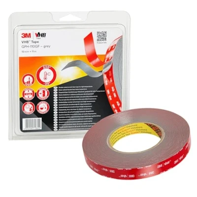 Obrázek 3M VHB GPH 110GF montážní lepicí páska oboustranná vysoká teplotní odolnost, spojení hliníku, nerezové oceli, pozinkované polykarbonátu, ABS 19 mm x 11 m, šedá, tloušťka: 1,1 (balení 1