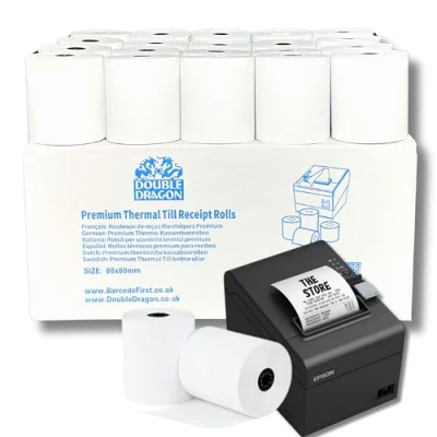Obrázek Premium termo kotoučky, 80 mm x mm, bílá, TH243, pro Epos Účtenky nebo kreditní karty, 20 kusů
