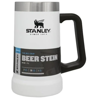 Obrázek Stanley Adventure Vacuum Stein 709 ml termopohárek s uchem udrží pivo 7 hodin studené vintage inspirovaný pivní půllitr vhodný do myčky nádobí Polar White