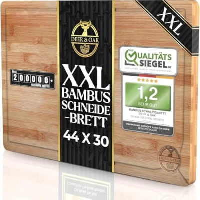 Obrázek Deer &amp; Oak Hochwertiges Schneidebrett aus Holz 45x30x2cm Großes Bambus Holzbrett Für die Küche groß Küchenbrett Fleisch, Gemüse und andere Lebensmittel