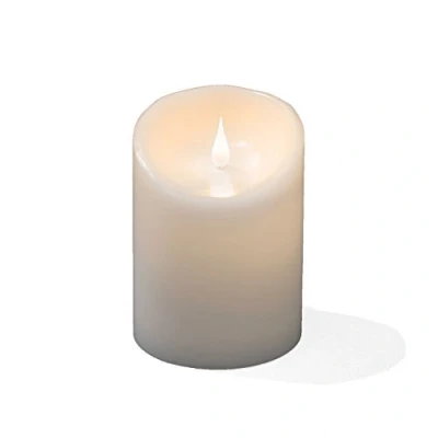 Obrázek Konstsmide LED svíčka z pravého vosku, bílá, s 3D plamenem, Ø 10 cm, výška: 14 časovačem 4 h a 8 h, teplé bílé diody, provoz na baterie, vnitřní, 2 x C 1,5 V (včetně) 1840 100