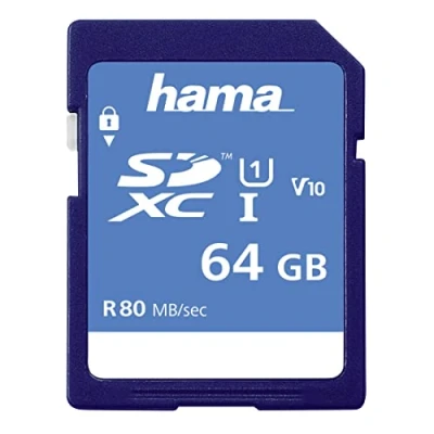Obrázek Hama Paměťová karta SDHC 64 GB (SD 3.01 Standard, 90 MB/s, třída 10, zabezpečení dat díky mechanické ochraně proti psaní, popisové pole)