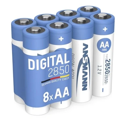 Obrázek ANSMANN Baterie Mignon AA 2650 mAh, 8 kusů, 1,2 V NI MH, nabíjecí, vysoká kapacita ideální pro fotoaparáty, blesky, digitální divoké kamery