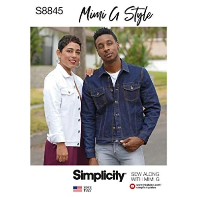 Obrázek Simplicity US8845A Schnittmuster S8845 Mimi G Jeansjacke, Denim, weiß, A (XS S M L XL)