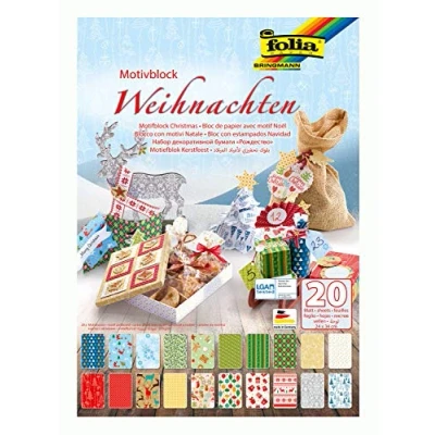 Obrázek folia 47249 Blok s motivem Vánoce, 270 g/m2, cca 24 x 34 cm, 20 listů roztříděných ve různých motivech pro kreativní tvoření a tvorbu karet, obrázků z oken scrapbooking