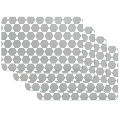 Obrázek Venilia Stolní sada prostírání do jídelny Caline šedá hexagonová vintage vzor, 4dílná omyvatelných polypropylen, vhodný pro styk s potravinami, 45 x 30 cm, 4 kusy, 59042