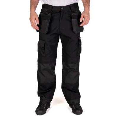 Obrázek Lee Cooper Pánské Premium Multi &amp; Holster Pocket Kneepad Pracovní bezpečnostní kalhoty Cargo kalhoty, černé, 32&quot; pas normální nohavice