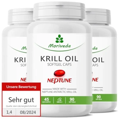 Obrázek Kapsle krilového oleje 1000 mg neptune krill olej ve 135 denních zásobách Omega 3 6 9 EPA DHA antioxidanty vitamin E cholin fosfolipidy 3x 90 Softgels