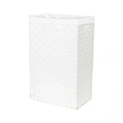 Obrázek Compactor RAN6893 obdélníkový koš na prádlo s víkem, úchyty, kovový rám, vyjímatelná podšívka, 25 x 38 výška 60 cm, bílý