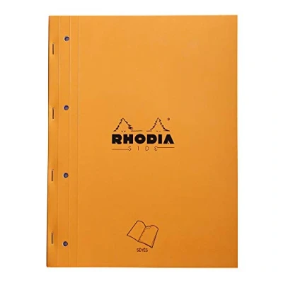 Obrázek Rhodia 118015C poznámkový blok (sešitý se silnou zadní stranou z kartonu, 22,3 x 29,7 cm, francouzská linkování, 40 listů, mikroperforovaný, 4 děrovaný) 1 kus, oranžový