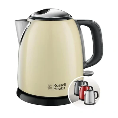 Obrázek Russell Hobbs rychlovarná konvice [1,0 l] Colours+ krém z ušlechtilé oceli (2400 W, funkce rychlého vaření, vyjímatelný filtr vodního kamene, venkovní ukazatel hladiny vody, malá cestovní