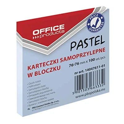 Obrázek OFFICE PRODUCTS 14047611 01 samolepicí poznámka 76 x mm, 1 100 listů, pastelová barva/modrá