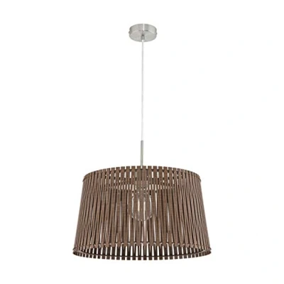 Obrázek EGLO závěsné svítidlo Sendero, závěsná lampa Boho, z oceli nikl matné, dřevo v tmavě hnědé, na jídelní stůl přírodní, do obývacího pokoje s objímkou E27, Ø 45 cm
