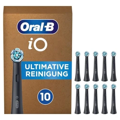 Obrázek Oral B iO ultimativní čisticí kartáčky pro elektrický zubní kartáček, 10 kusů, čištění zubů, nástavec na kartáček kartáčky, balení v poštovní schránce, černé