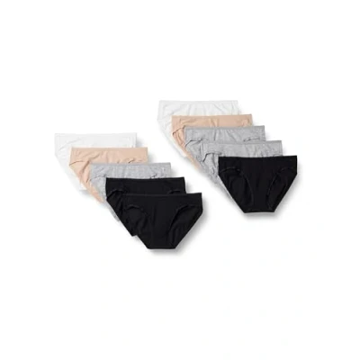 Obrázek Amazon Essentials Damen Bikinihose aus Baumwolle (in Übergröße erhältlich), 6er Pack, Grau Meliert/Hellrosa/Schwarz/Weiß, 40